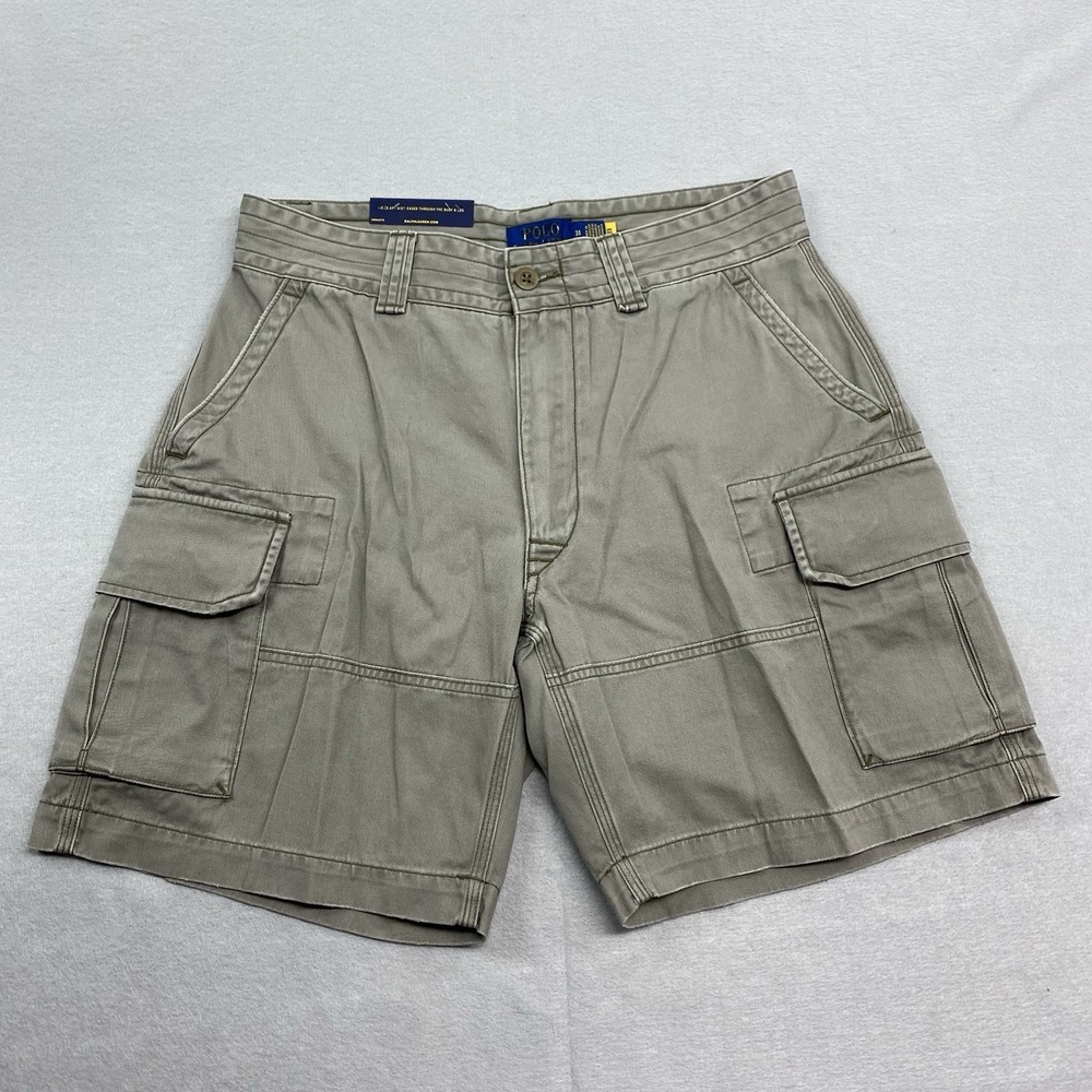 Polo Ralph Lauren Shorts Mens 31 Beige Cargo Relaxed Fit 8 Inseam Utility Pony